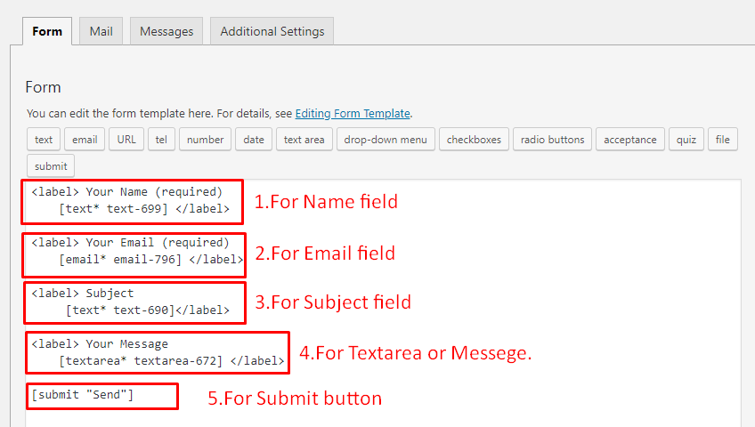 Contact form 7 setup on wordpress