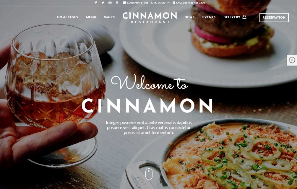 Cinnamon is wordpress restarant theme