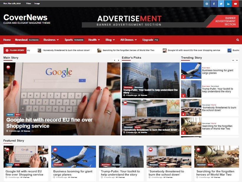 CoverNews most amazing wordpress free news theme