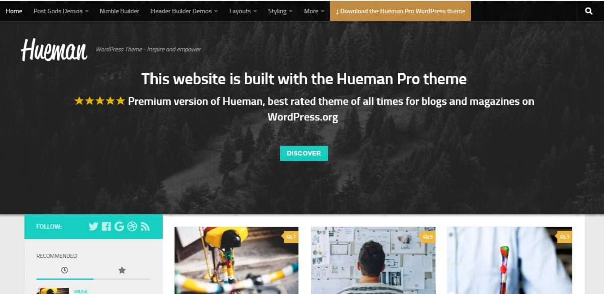 Hueman the best free magazine wordpress theme for your business