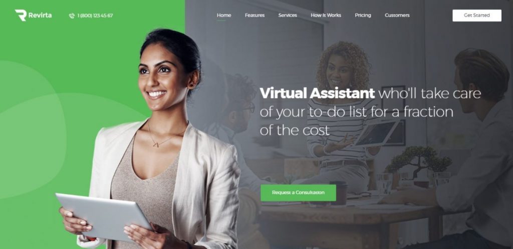 Revirta is the most popular wordpress virtual assistant themes for wordpress website