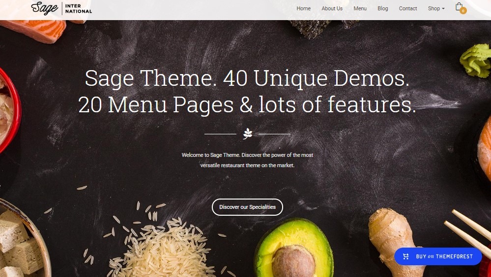Sage the best wordpress restaurant theme for wordpress food business