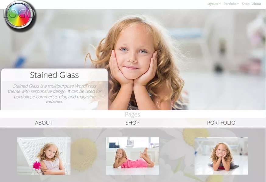 Stained Glass free wordpress themes for portfolio and blog