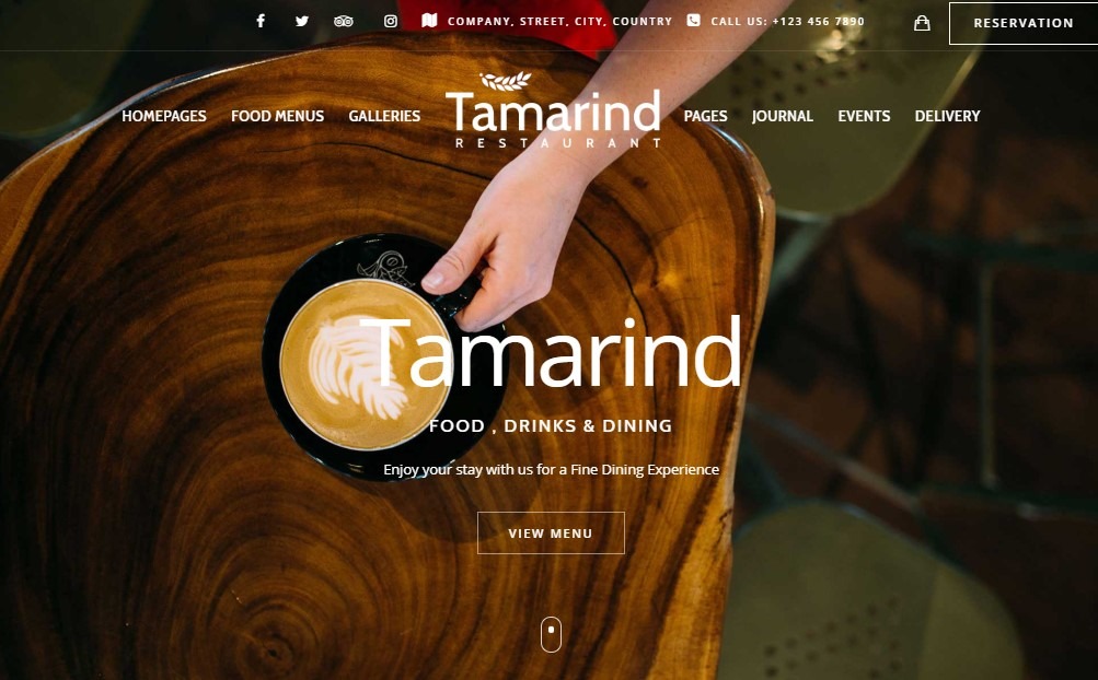 Tamarind wordpress theme for restaurant business