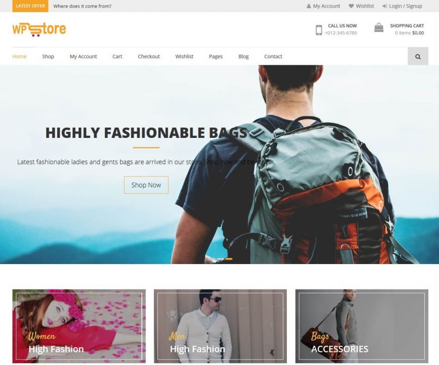 WP Store best free wordpress theme for online store and woocomerce