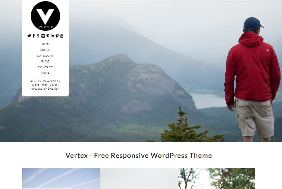 vertex wordpress free theme for photography