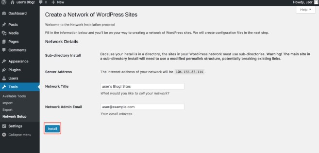 create wordpress multisite