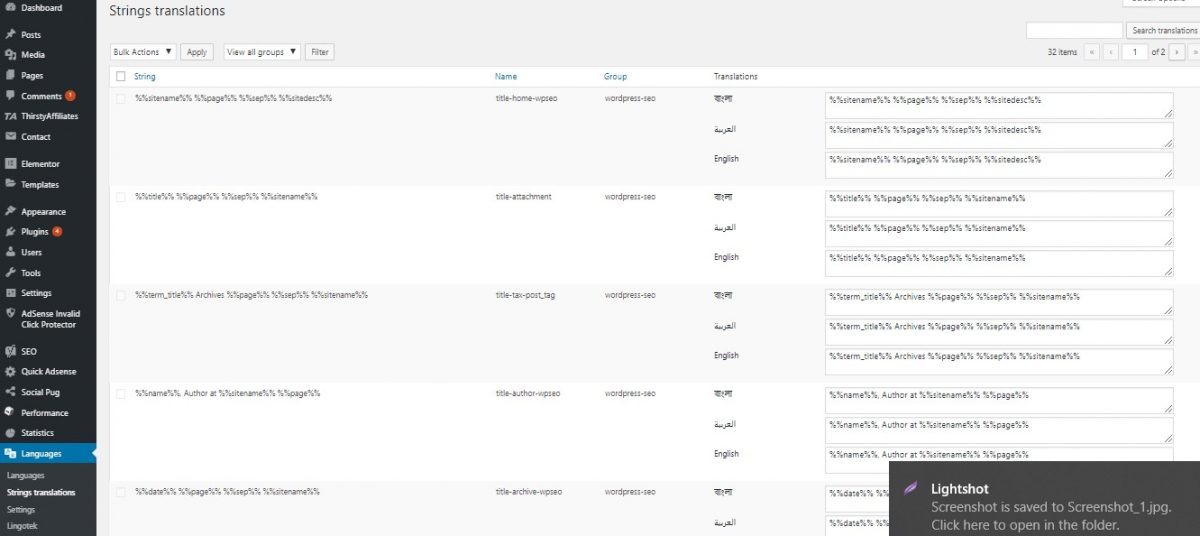 Translate WordPress Website