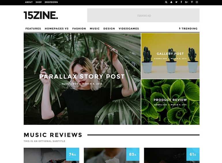 15Zine is the another of best wordpress themes for newspaper or magazine