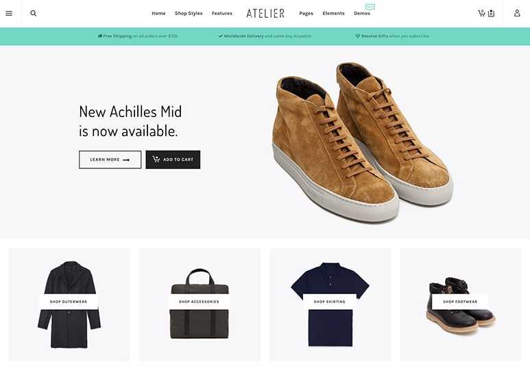 Atelier is another of best woocommerce wordpress themes for online stores