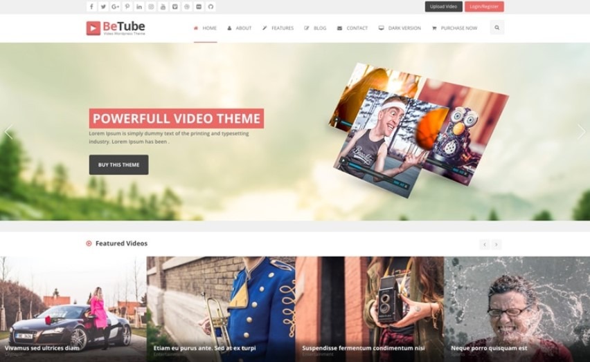 BeTube the best wordpress themes for videos site