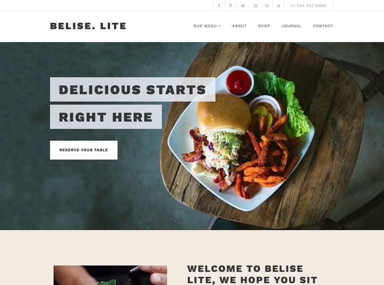 Belise Lite the best wordpress free themes for resturant