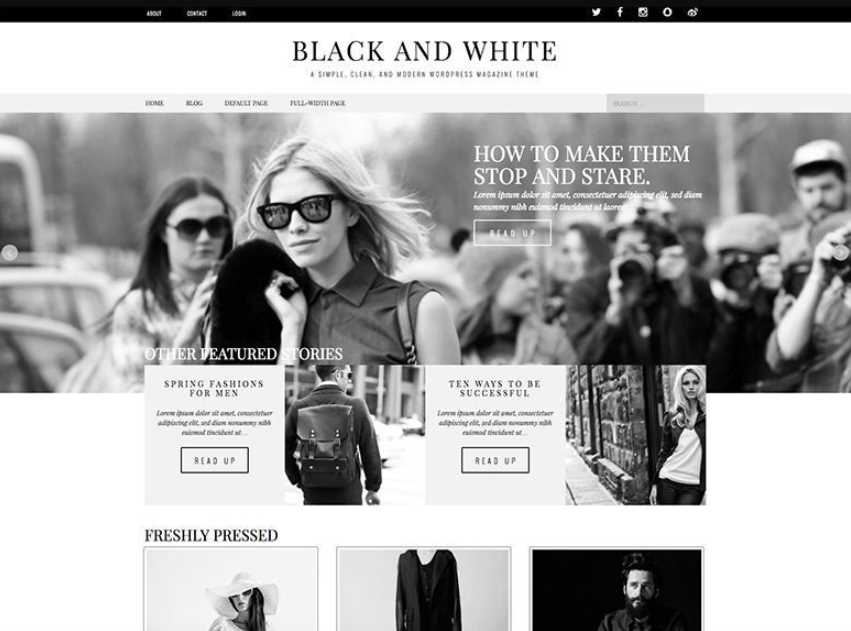 Black & White best themes for fashion or any free wordpress themes