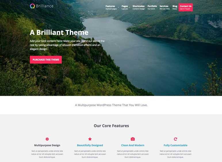 Brilliance is the best free wordpress themes for your website