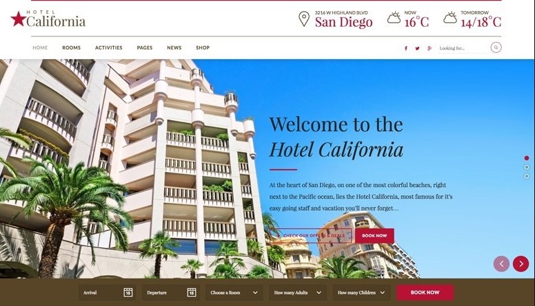 California the best wordpress themes for hotels