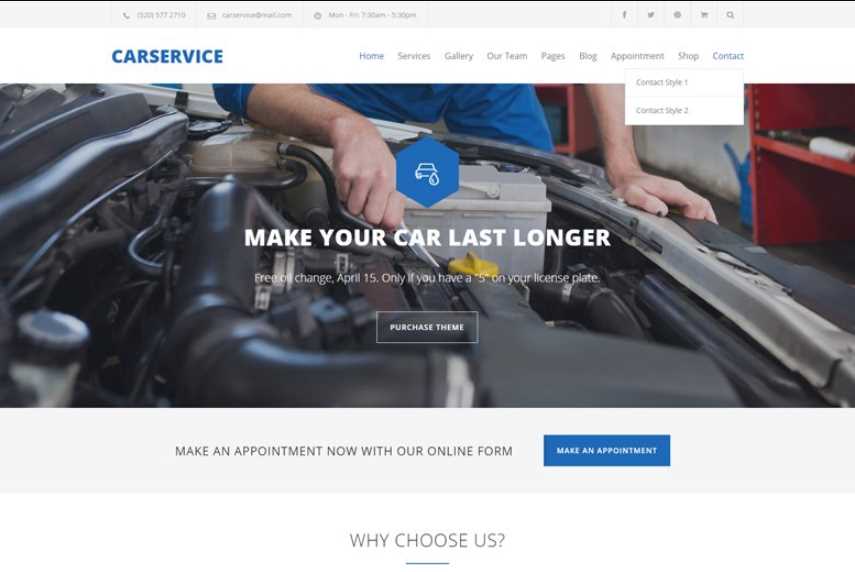 Car Service is the best wordpress themes for car repair