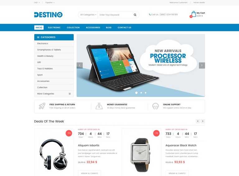 Destino prestashop themes for online shop