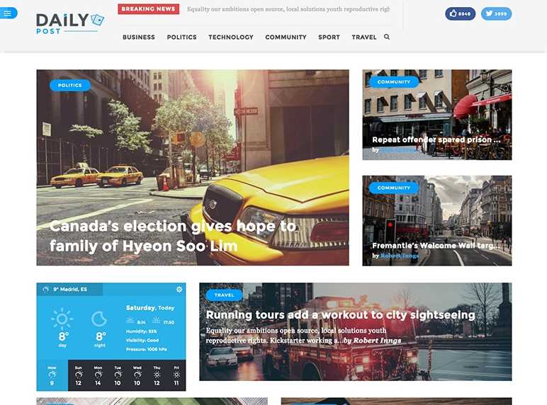 DialyPost is the another of best wordpress themes for newspaper