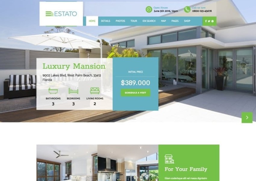 Estato is a theme for wordpress website real estate website