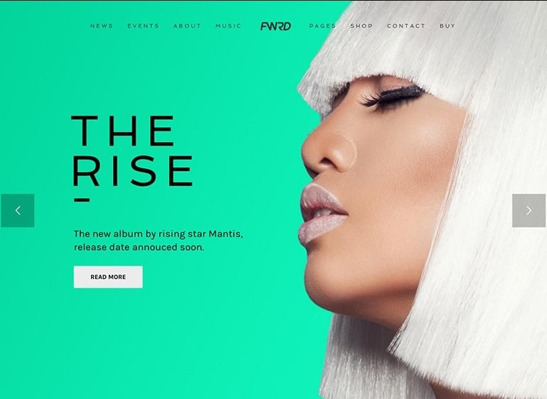 FWRD is another of Best WordPress Themes for Musicians or Music websites