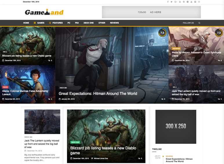Game Land Best WordPress Themes for Gaming