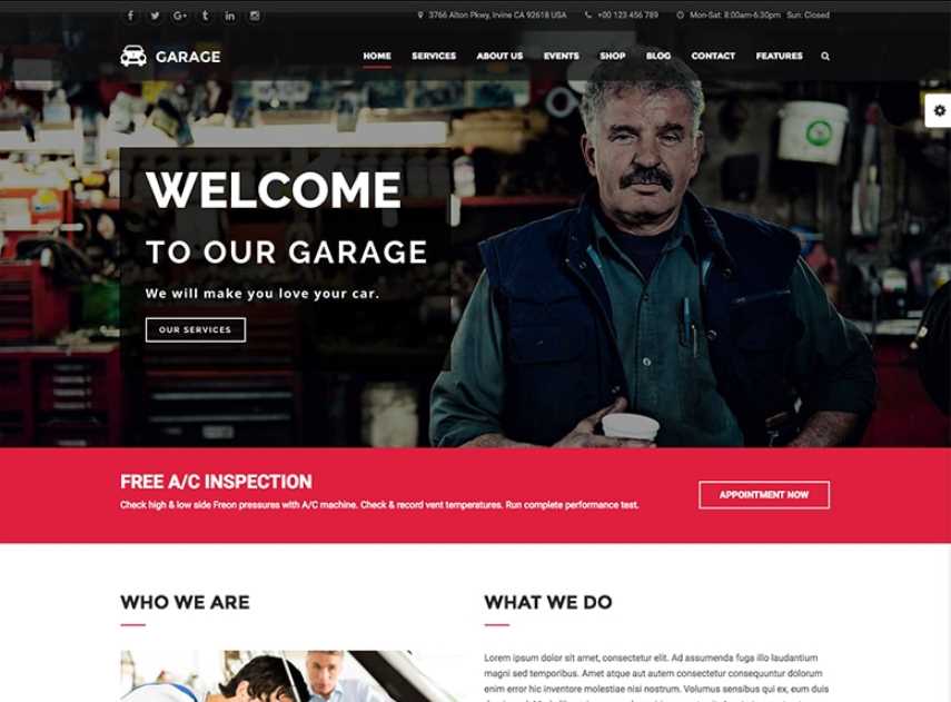 Garage is the best wordpress themes for car repair