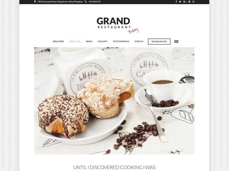 Grand Restaurant Best WordPress Themes for Bakeries