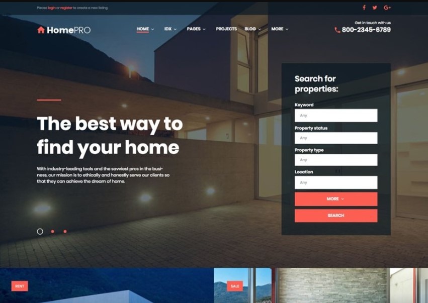 HomePRO best real estate theme