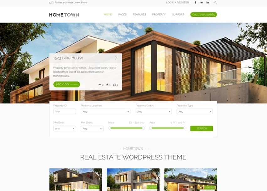 HomeTown the best wordpress themes for real estate