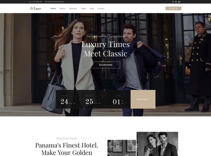 Hotel Luxe the best wordpress themes for hotels