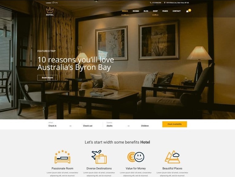 Hotel Queen the best wordpress themes for hotels