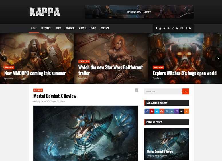 Kappa - Best WordPress Themes for Gaming