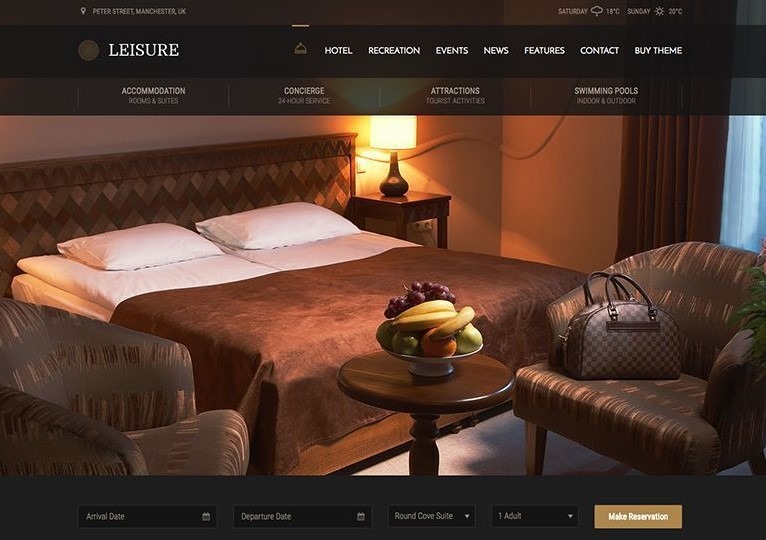 Leisure is the best wordpress themes for hotels, hostals, resorts