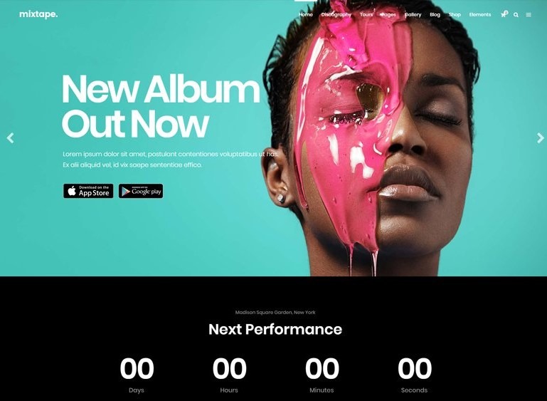 Mixtape is another of Best WordPress Themes for Musicians 