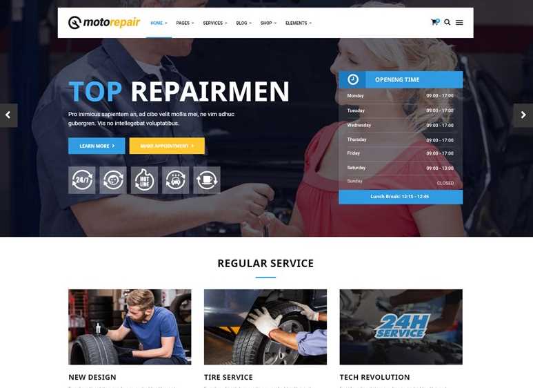 MotoRepair the best wordpress themes for car repair