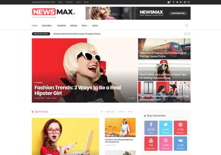 NewsMax the best wordpress themes for newspaper website or online news