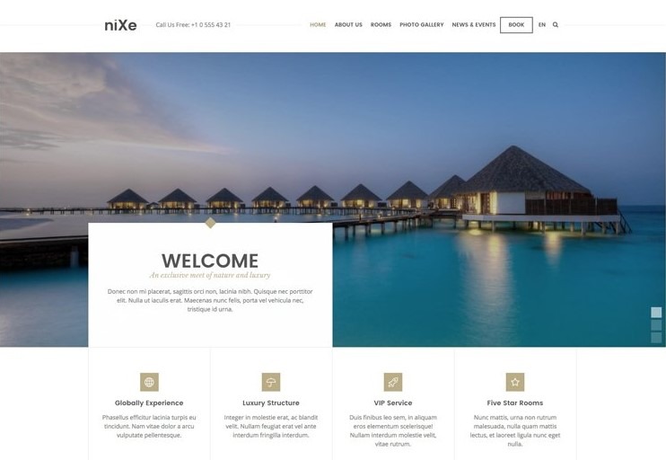 NiXe the best wordpress theme for Hotels