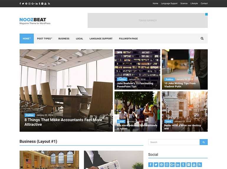 NoozBeat is the best wordpress themes for newspaper