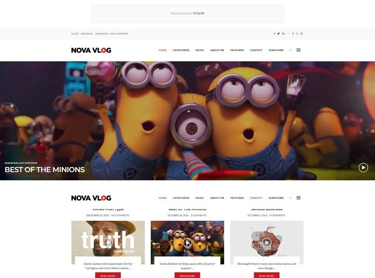 NovaBlog is the another of best wordpress theme for movies site or videos