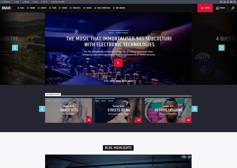 Onari2 the Best WordPress Themes for Musicians 