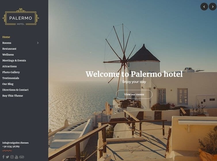 Palermo the best wordpress themes for Hotels