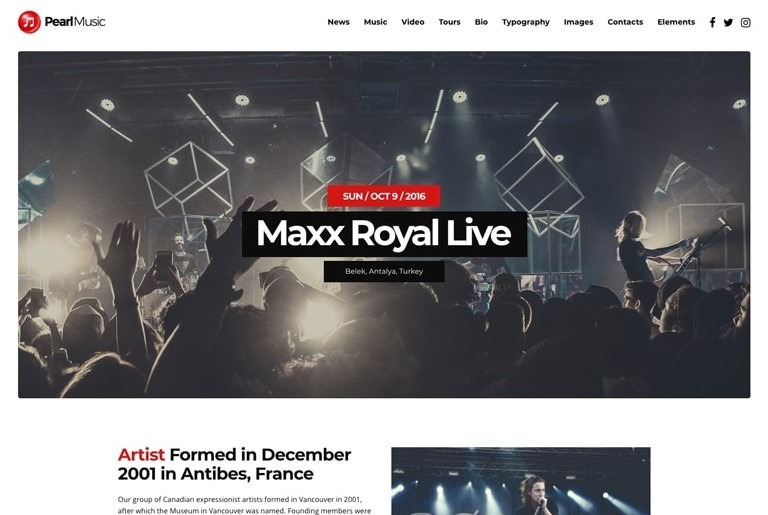 PearlMusic is the Best WordPress Themes for Musicians or Music groups