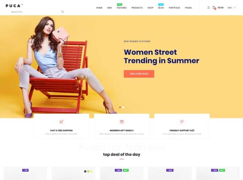 Puca is the best ecommerce themes in woocommerce plugins