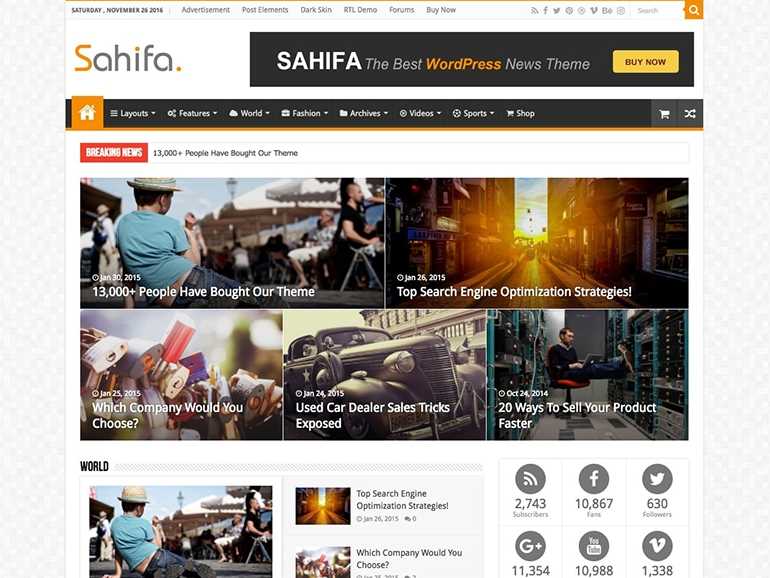 Sahifa is the best newspaper themes for wordpress website or magazine site