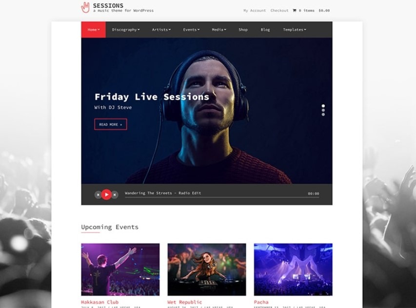 Sessions is the best wordpress theme for music