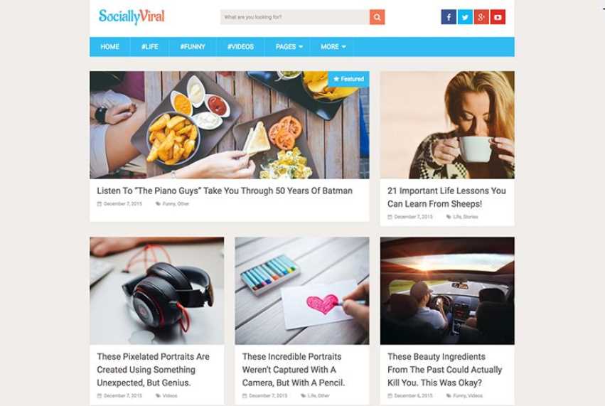 SociallyViral is the best free wordpress themes for news, blogs
