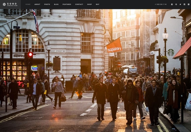 Soho is the best for photography and videos for your wordpress site