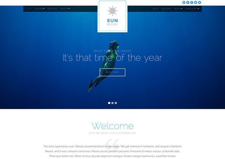 Sun Resort is best wordpress themes for Hotels or resorts