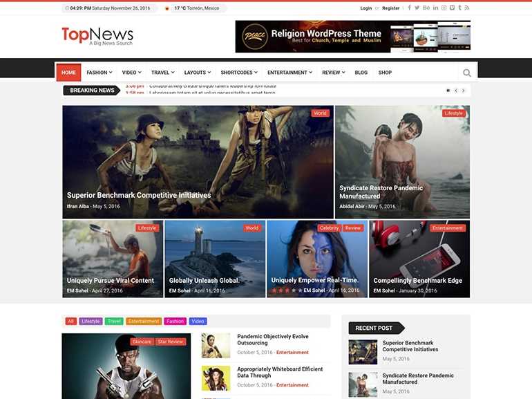TopNews is the best wordpress themes for newspaper or magazines