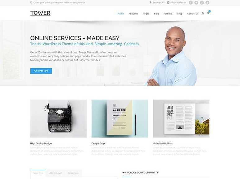 Tower is the best wordpress themes for business or online services